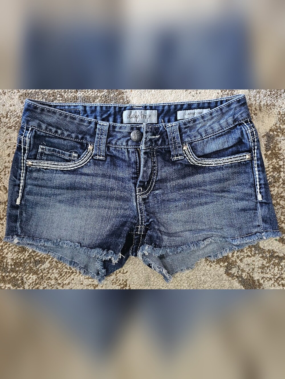 Daytrip Capricorn Frayed Hem Denim Shorts